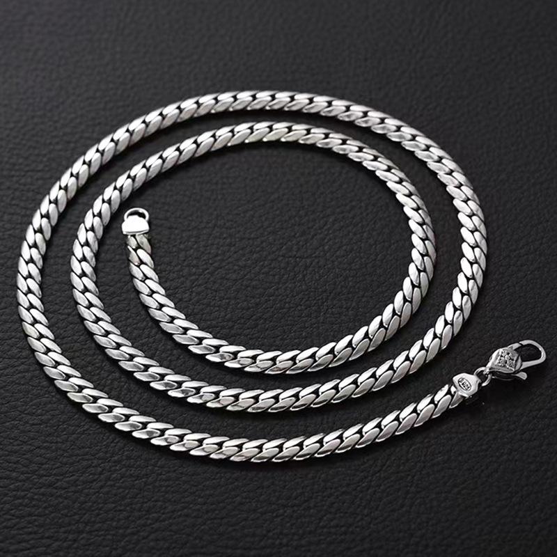Xsl Jiamei S925 Серебряная кубинская цепочка, мужское универсальное ожерелье в стиле панк, хип-хоп, изящные ювелирные изделия, подарок