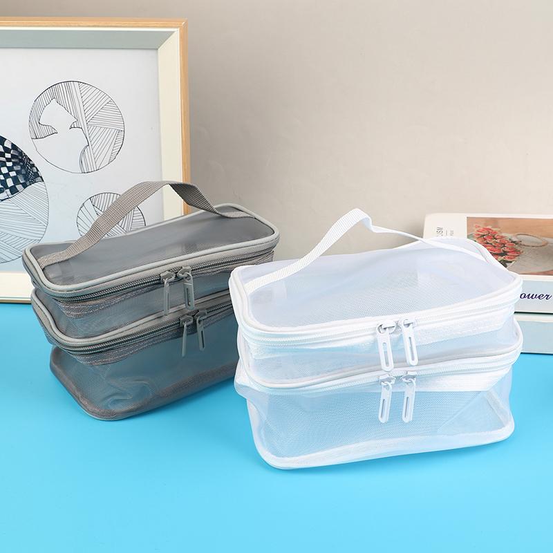 1 шт. сетчатая косметичка, сетчатая косметичка для офиса, дорожные сумки для хранения, двухслойные косметички