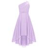 Kids Girls One Shoulder Sleeveless Bridesmaid Dress High Waist Party Dress for Evening Proms Gowns
