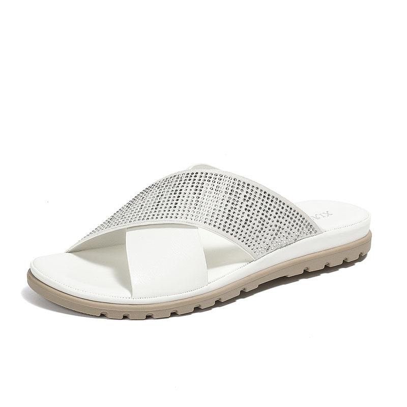 Летние женские шлепанцы, повседневные пляжные сандалии, домашние тапочки для ванной, женские туфли на платформе, удобные тапочки на мягкой подошве с круглым носком