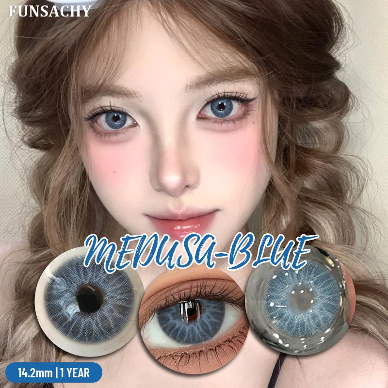 FUNSACHY 1 пара цветных глаз, синие линзы, корейские натуральные линзы, цветные контактные линзы, серые глаза, мягкий красивый зрачок, ежегодное использование