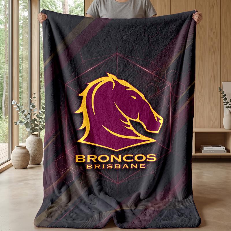 Brisbane Broncos Flannel Fleece Blanket Cozy Warm Throw Blanket For Couch Bed Travel All Season Use