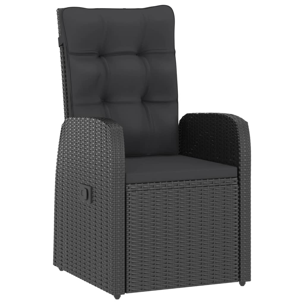 11 piece Garden Dining Set with Cushions Poly Rattan Black