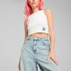 Puma Классический рубчатый кроп-топ однотонный с коротким рукавом круглым вырезом принтом логотипа бренда жилет женские топы белый 626625-02