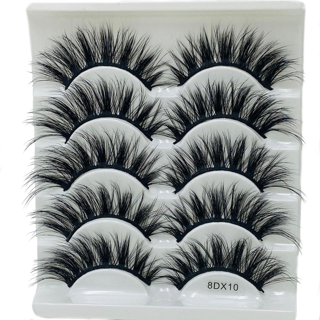 Beauty Eye Makeup Tools Criss-cross Thick Long False Eyelashes Wispies Fluffies 8D Mink Hair