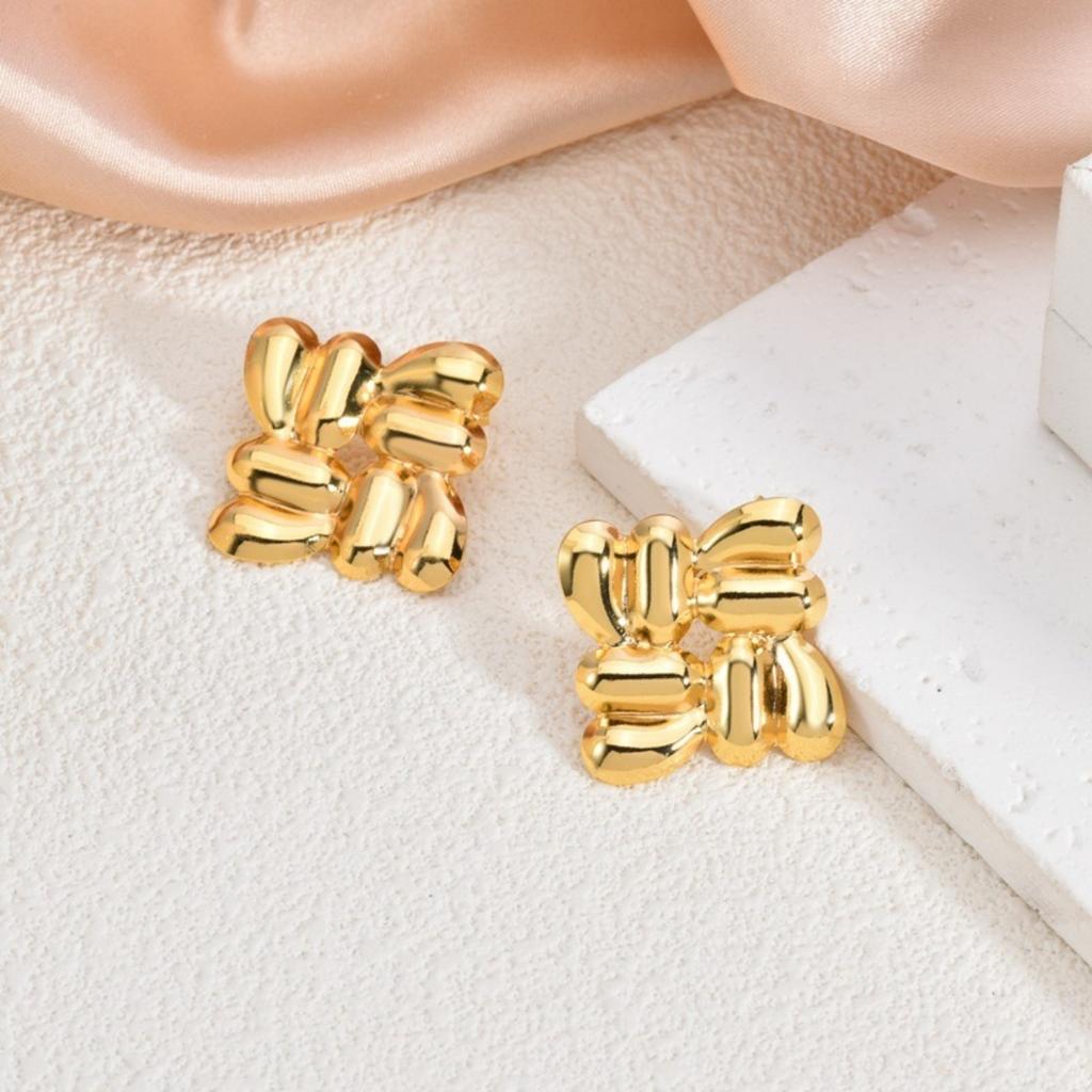 1 пара Стильные Серьги-гвоздики 304 Нержавеющая Сталь с Покрытием 18K Золотом Сердце Цветок Бабочка Морская Звезда Для Женщин Подарок