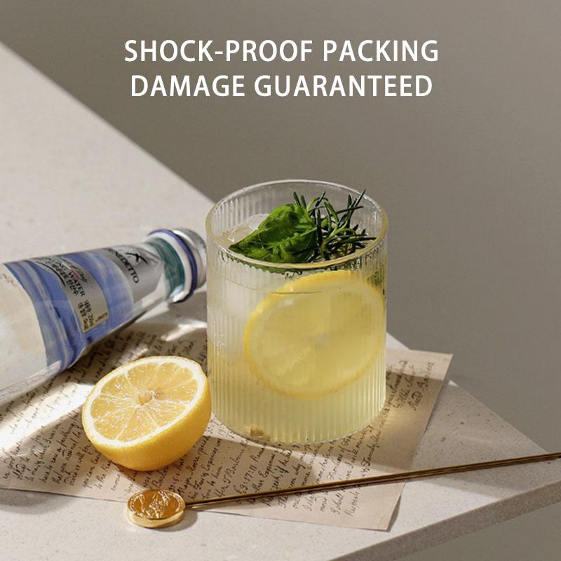 Премиальная стеклянная кофейная кружка 10 унций с ручкой – Классическая прозрачная чашка для чая с вертикальными полосками для горячих/холодных напитков (1/2 шт.)