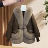Winter Thickened Warm Cotton-padded Clothes Loose Fashion Big Collar Faux Fox Fur Jacket Vest Coat