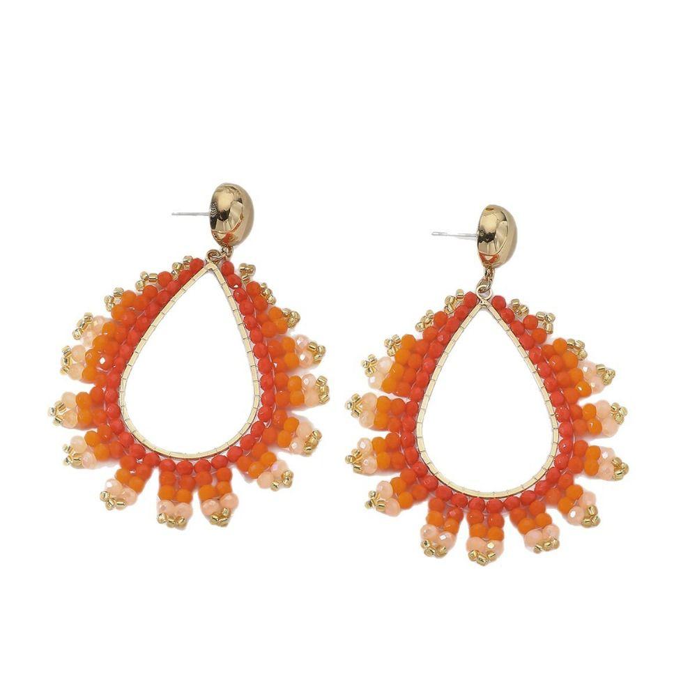 Bohemia Crystal Beaded Earrings Crystal Pendant Earrings Summer Party Jewelry Accessories