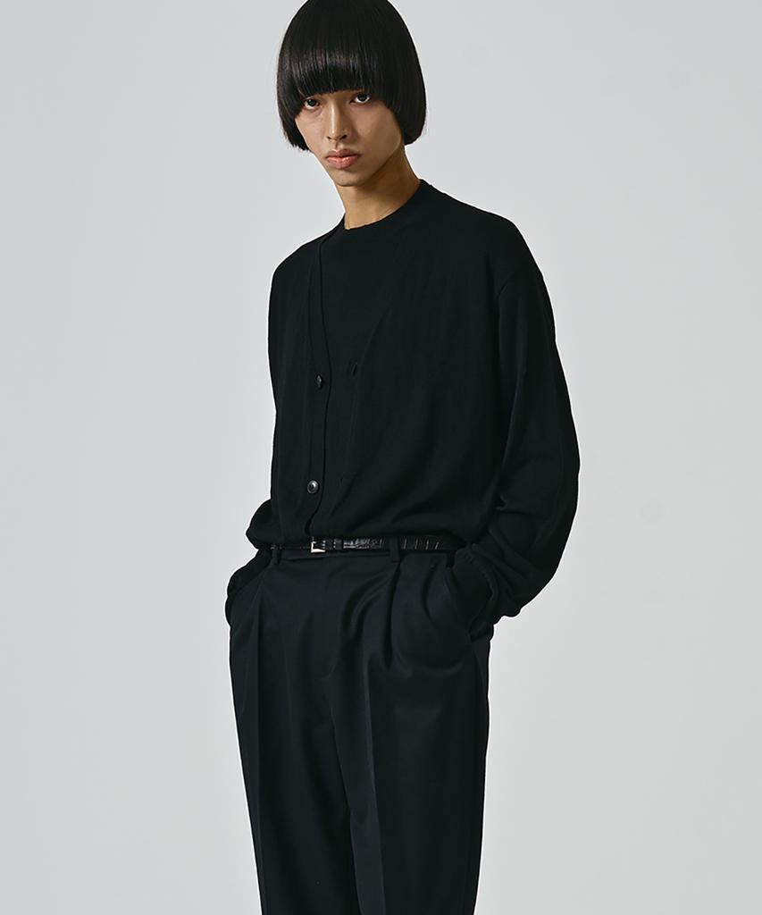 NOIRER Cashmere Layered Mock Neck Cardigan Knit (Black)
