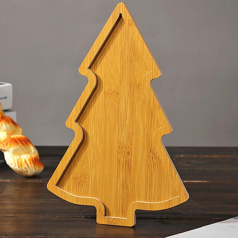 1Pc Wooden Serving Tray Dessert Christmas Tree Serving Dish Plate