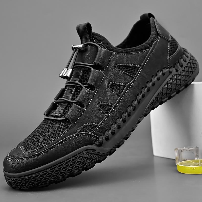 Летние мужские кроссовки для отдыха на открытом воздухе, дышащая сетка, повседневные туфли на плоской подошве, обувь для вождения, большой размер 39-46