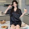 Ice Silk Pajamas Women'S Summer Black Love Pure Desire Short-Sleeved Loungewear Can Be Worn Outside Fashion Suit