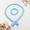1 Set Princess Gift Necklace Bracelet Set Adorable Bow Candy Color Eco-friendly Bow Necklace for Girls