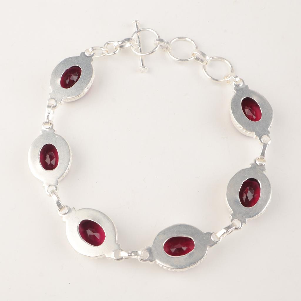 Розовый рубеллит драгоценный камень 925 стерлинговое серебро ювелирные изделия ручной работы женский браслет 8,5" RB-2-10