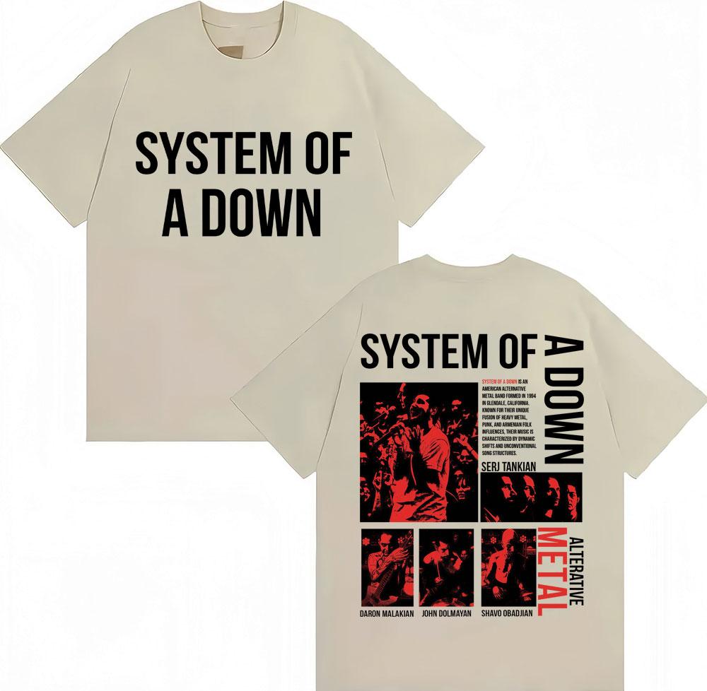 Футболки Rock Band System of A Down Унисекс Женские Винтажные Альтернативная Металлическая Музыка Футболки Унисекс Женские Хлопок Оверсайз Мужская Футболка