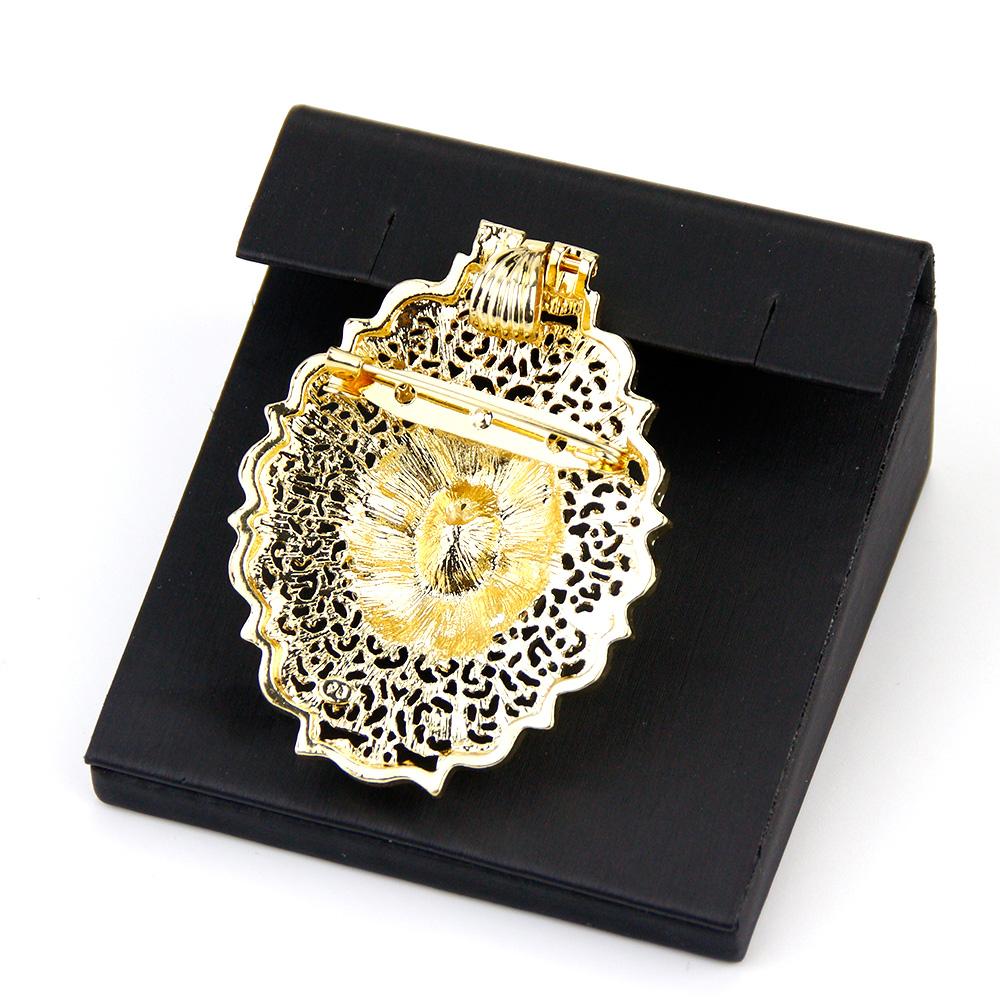Gold Jewelry Women's Brooch Round Crystal Brooch Arabian Bride Bijoux Brooch Pendant Dual Purpose
