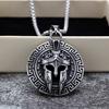 Antique Spartan Warrior Mask Stainless Steel Mens Pendant Necklace Single Sided Design