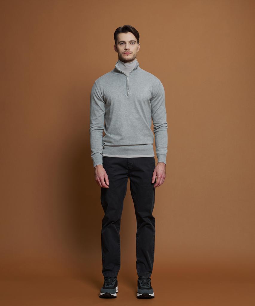 PANICALE Light Gray Soft Half-Zip Knit (Type B)