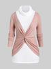 Rosegal Plus Size Turtleneck Twist Colorblock 2 In 1 Knitwear