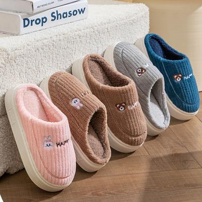 Хлопковые тапочки для дома, женские теплые нескользящие тапочки, зимние домашние тапочки для отдыха, пушистая обувь, простые плюшевые тапочки для пар