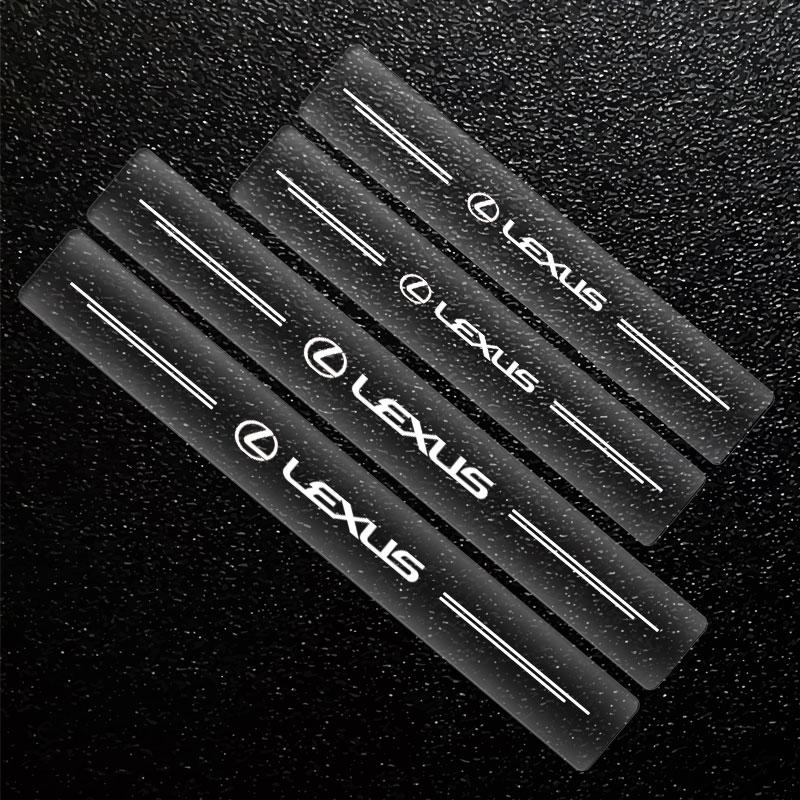 BHR4 4Pcs Car Threshold Protector Transparent Decorative Badge 3D Sticker For Lexus ES RX NX LS UX LM LX GX LC RZ IS CT GS RC HS SC