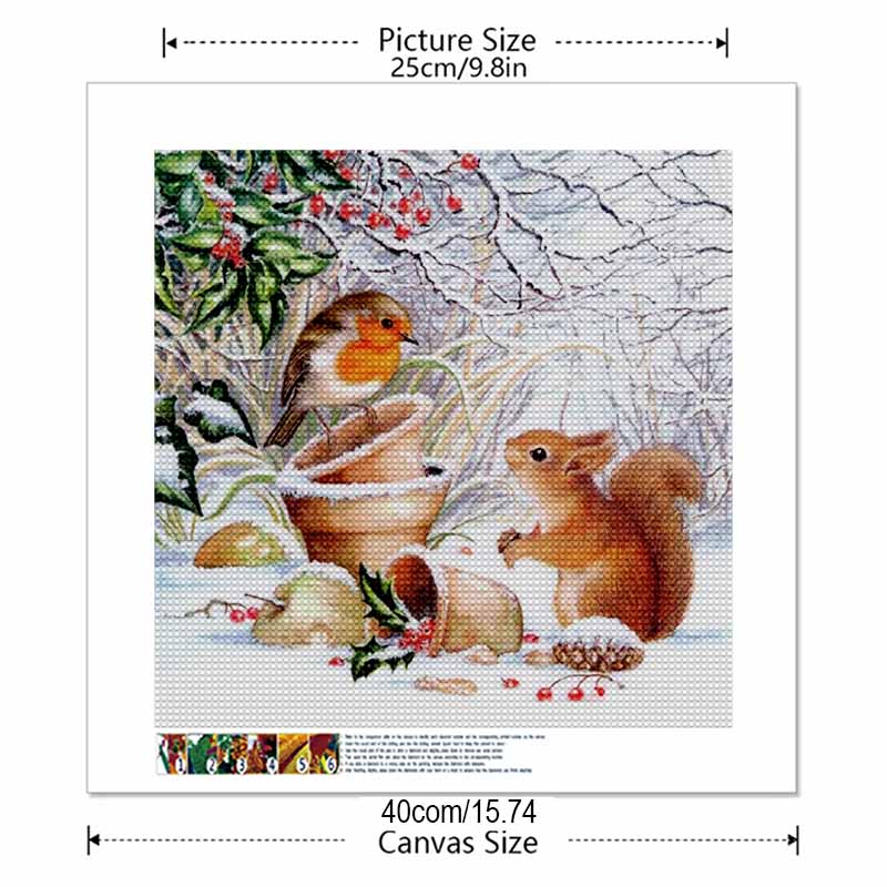 New Arrival 5D DIY Full Circle Diamond Painting "Squirrel and Bird" Embroidery Cross Stitch Home Decor Gift