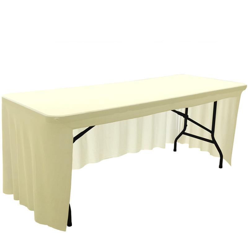 Stretch Spandex Milk Silk Table Skirt 4/5/6/8FT Elastic Table Cover for Hotel Wedding Banquet Exhibition Decor