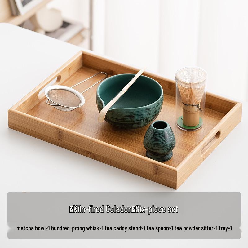 Handmade Japanese Matcha Ceramic Tea Bowl and Bamboo Whisking Tool