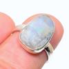 Подарочное кольцо из стерлингового серебра 925 пробы с натуральным радужным лунным камнем S.6 W1O64