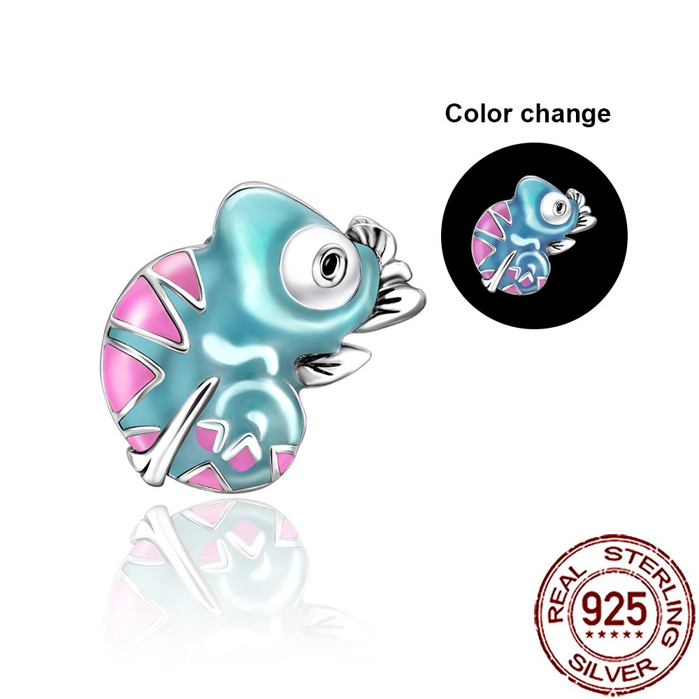 New Charms 925 Silver Cat Dog Flamingo Chameleon Axolotl Animal Beads Fit Bracelet Necklace Women DIY Jewelry