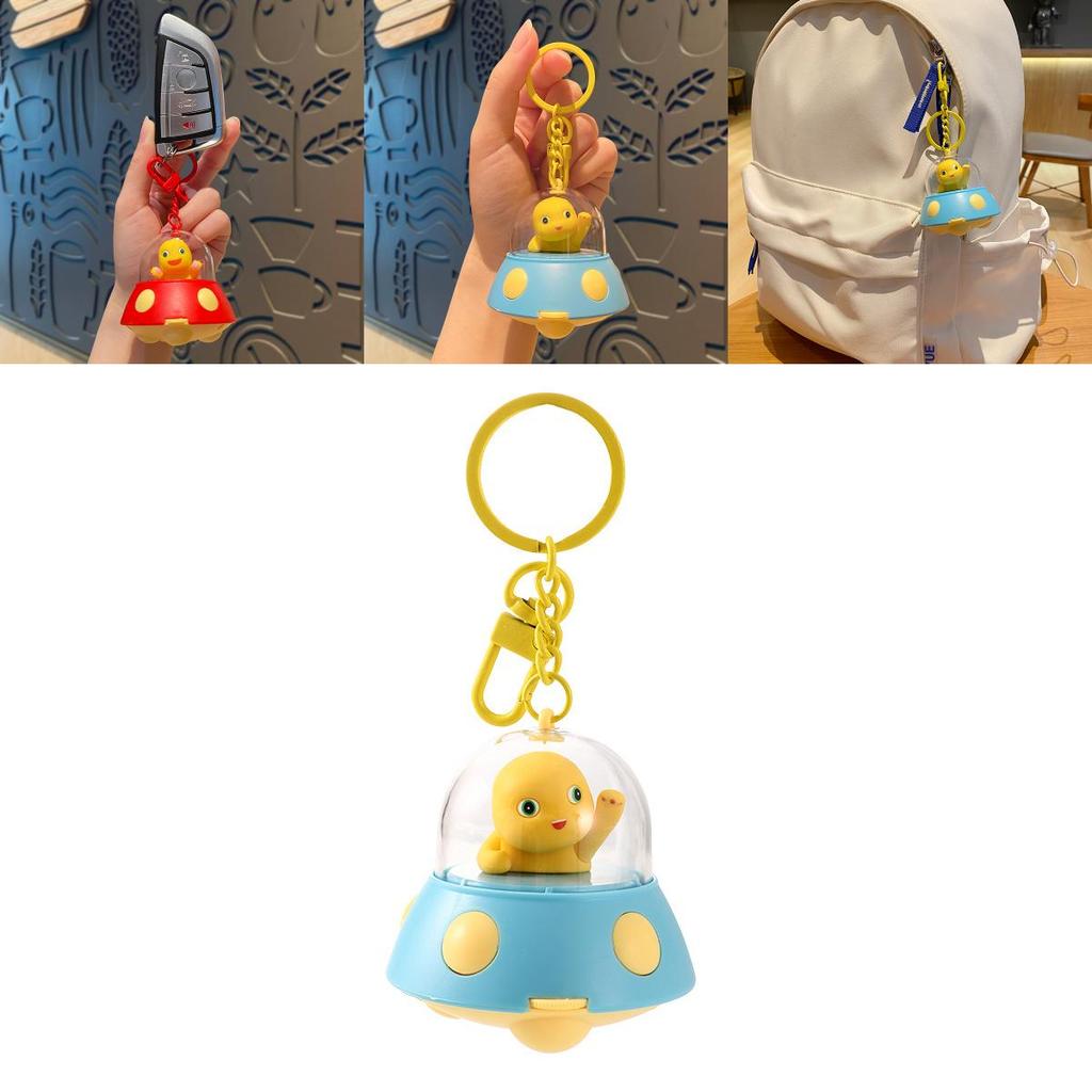 Adorable Red Silicone Ufo Projection Keychain Cute Couple Gift Bag Charm