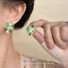Green Floral Earrings - Japanese Korean Sweet Tea Series, High-End Whitening Ear Accessories