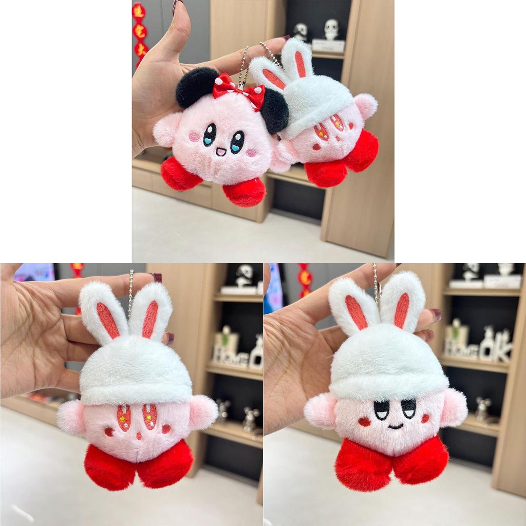 Очаровательная Плюшевая Кукла-Брелок Кирби с Милыми Зайчьими Ушками и Очаровательными Дизайнами