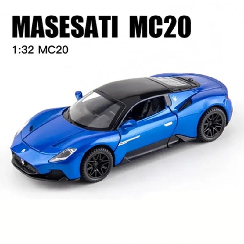 1:32 Maserati MC20 Cabrio, модель спортивного автомобиля из сплава, литье под давлением, металлические игрушечные автомобили, модель автомобиля, звуковая и световая имитация, детские игрушки, подарок
