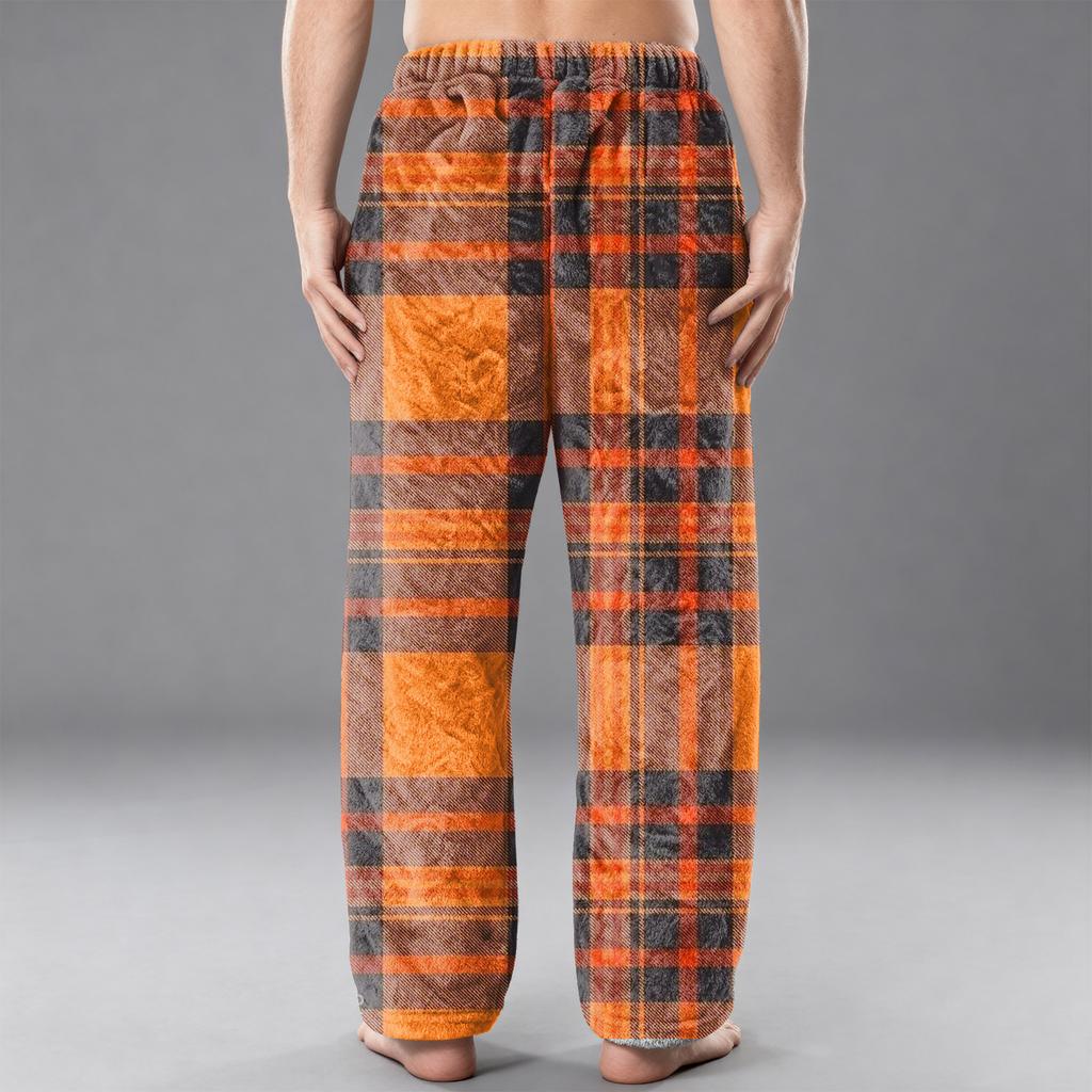 Мужские фланелевые повседневные брюки с карманом, Повседневные брюки с принтованным карманом, Домашние брюки для сна