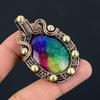 Rainbow Solar Quartz Gemstone Pure Copper Wire Wrapped Handmade Pendant Jewelry