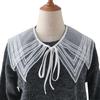 Women Girls Vintage Lolita False Fake Collar Shawl Sweet Ruffles Lace-Up Bow Decorative Necklace Choker Short Poncho