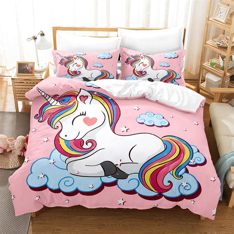 Flower Deer Bedding Collections Cartoon Animal KidS Duvet Cover Boys Girls Cute King Quilt Cover Bedroom Bed Collection Queen Bedding Collection