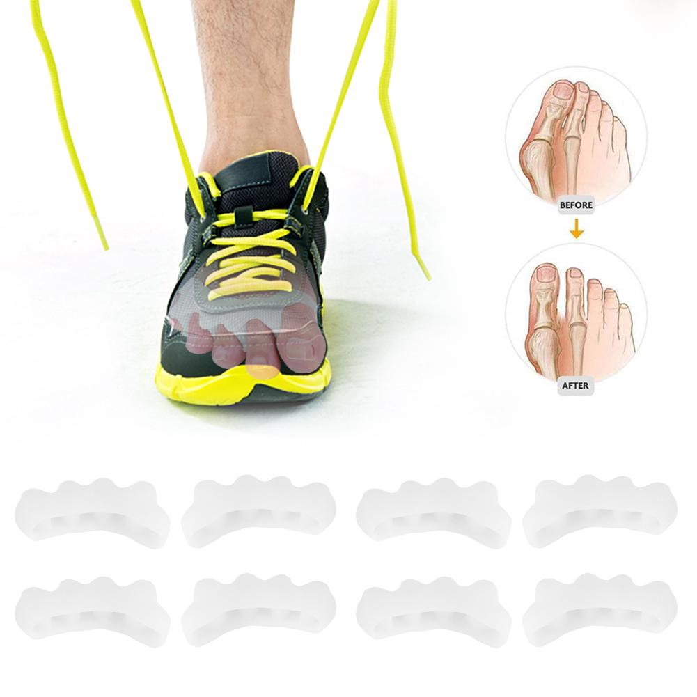 4 пары разделителей пальцев ног из силикагеля 2?Коррекция Toe Seperator, снятие боли при косточке большого пальца стопы, ортопедический инструмент, белый