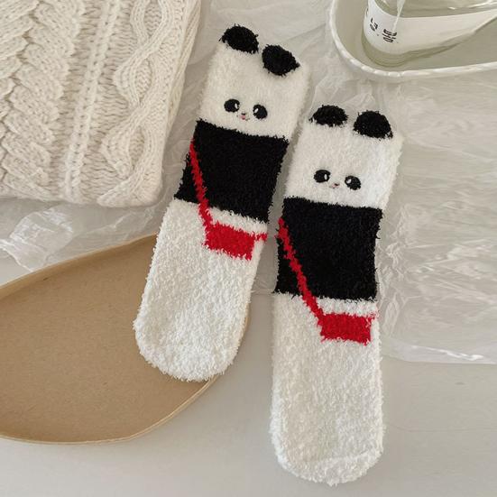 Yousheng 1/5 пар носков для сна, мультяшный дизайн панды, утолщенный коралловый вельвет, теплые зимние носки, средней длины, домашние носки
