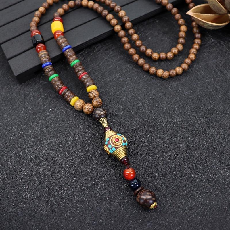 Nepalese Style Retro Long Necklace Men's and Women's Simple Tibetan Pendant Literary and Versatile Sweater Chain Accessories