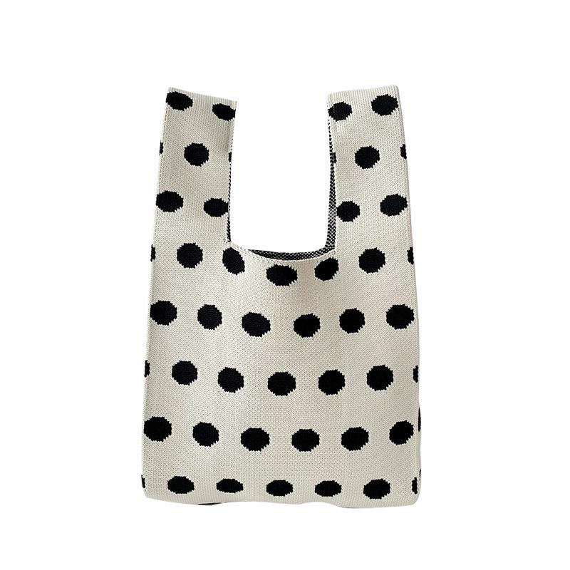 Сумка-тоут Niche Polka Dot Striped Knitted Shoulder Tote - Универсальная сумка большой вместимости