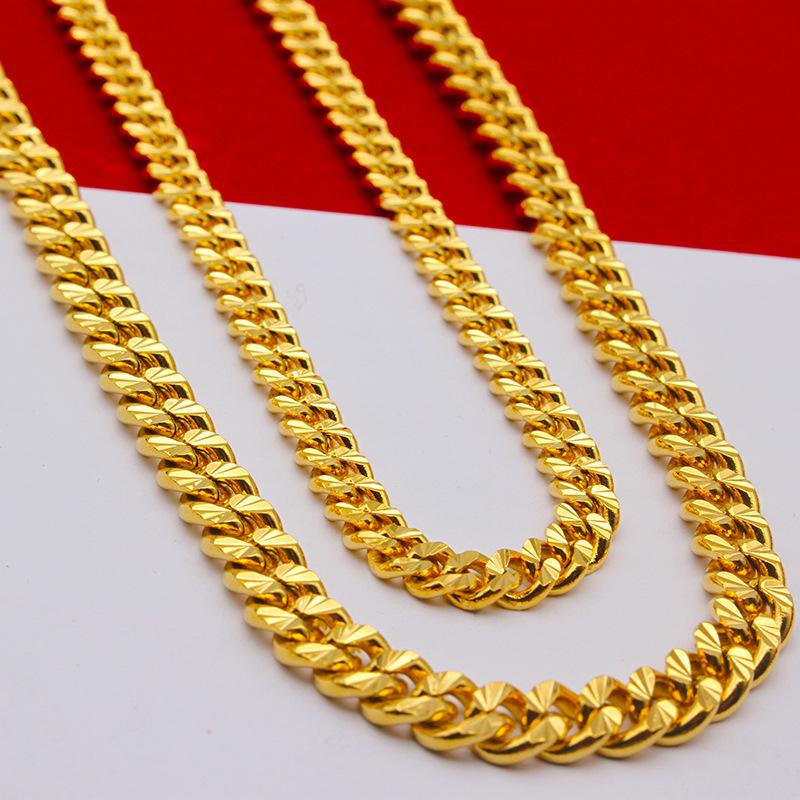 Простое песочно-золотое ожерелье NK для мужчин, позолоченное, для женщин, толстое ожерелье с кубинской цепочкой