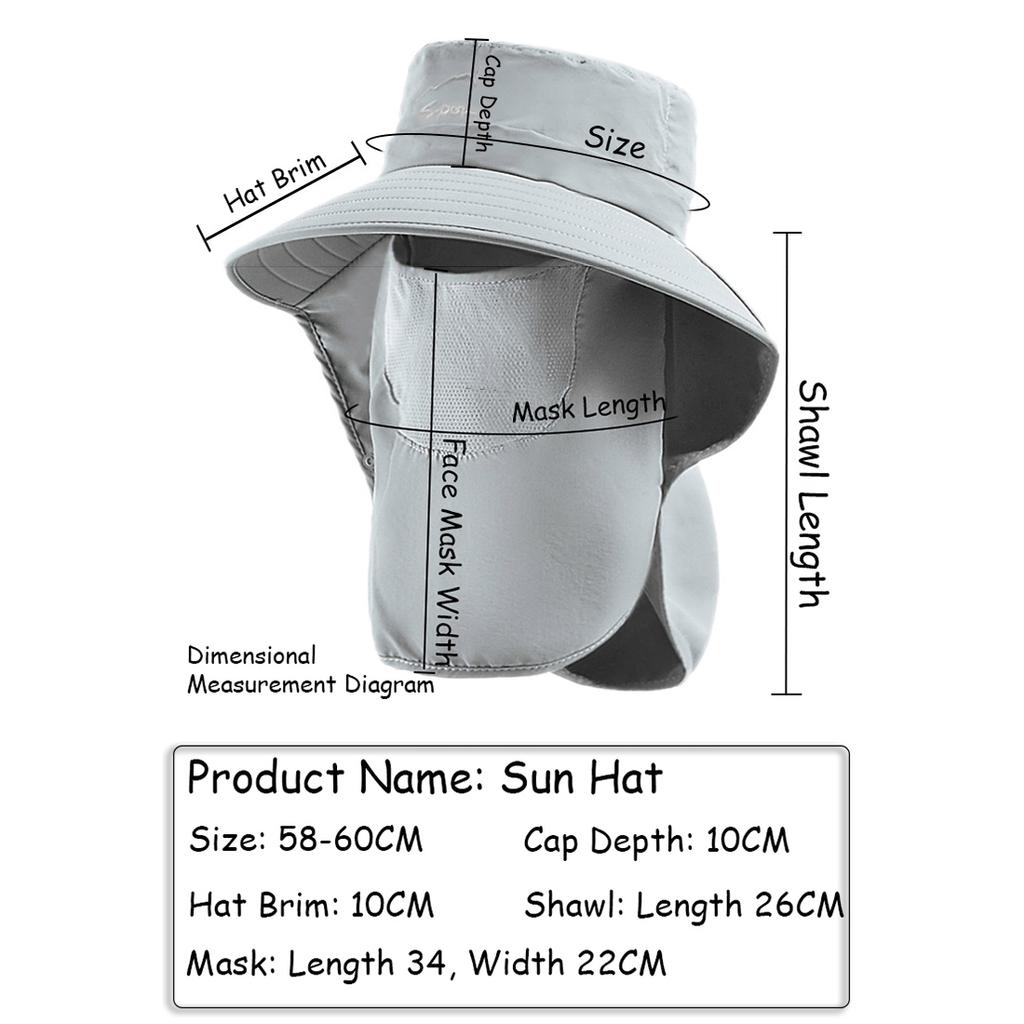 OLIKEI Summer Men's Sun Hat Breathable Quick-drying Fishing Hat Big Brim Sun Protection Face Cover Fisherman Hat Outdoor Travel Cycling Hat