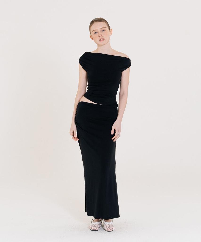 Ingi Active Drape Slit Skirt Black