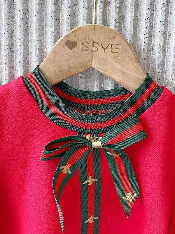 Летнее хлопковое платье принцессы в корейском стиле с бантом для девочек 2023