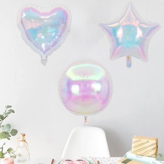2 Pcs Iridescent 4D Balloons Large Holographic Foil Balloon Rainbow Mylar Aluminum Balloon for Birthday Wedding Baby Shower Party Decoration