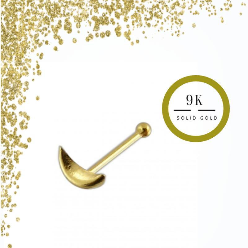 KODY PIERCING Ювелирные изделия для пирсинга из 9-каратного золота, булавка для носа с шаром в форме полумесяца - качественный пирсинг