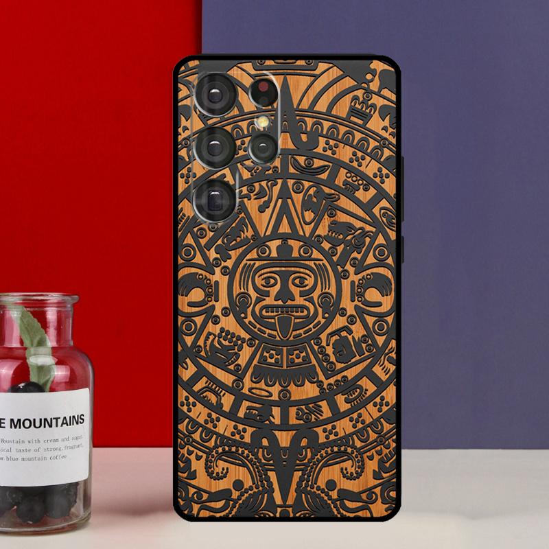 Чехол-футляр с узором под дерево из календаря Майя для Samsung Galaxy S25 Ultra S9 S10 S20 S21 S22 Plus S23 Ultra S24 FE
